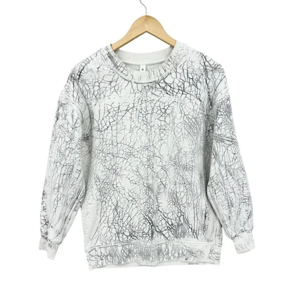 Lululemon Sweatshirt Women’s Size 6 White Perfectly Oversized To Dye For Marble